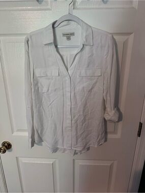 Alexander Jordan Women's White Button-Down Utility Shirt